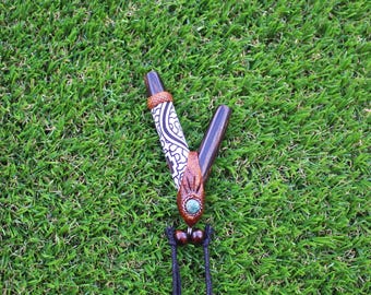 Chonta Wood Shipibo Fabric Kuripe Necklace with Peruvian Turquoise