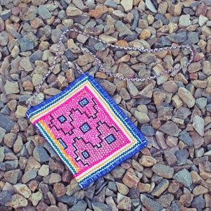 Kené & Flower Shipibo Medicine Tote Bag | Sacred Shipibo Geometry | Hand-Embroidered with Healing Icaros by Shipibo Women from Pucallpa-Peru