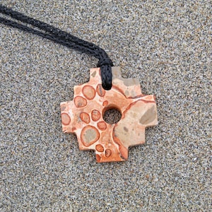 CHAKANA NECKLACE LEOPARDITE Jasper | Peruvian Sacred Andean Symbol, Shaman Necklace, Protection Amulet | Handmade in Sacred Valley – Cusco