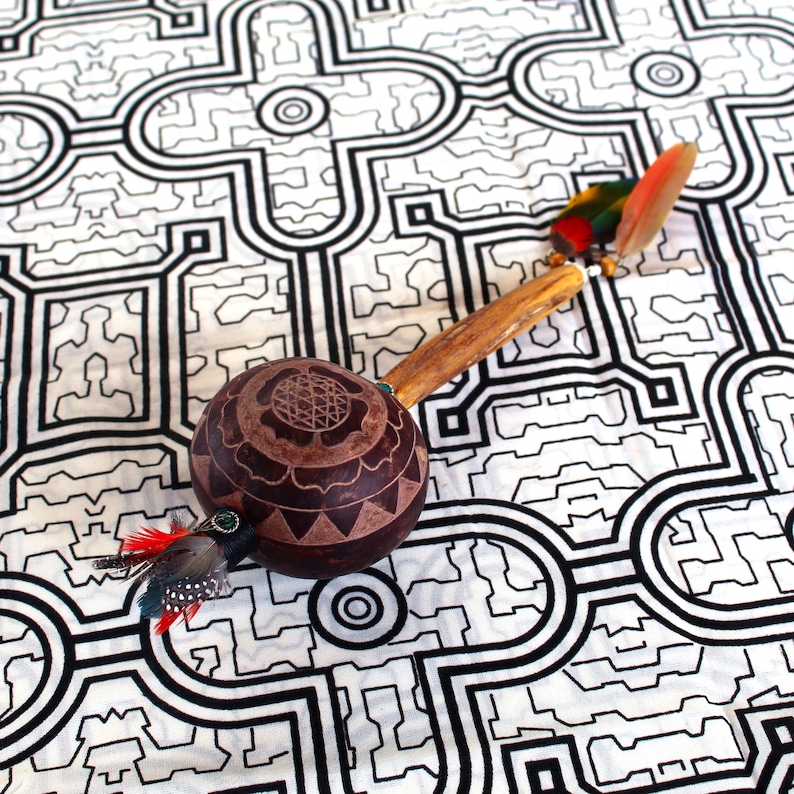 Peru Rattle Sri Yantra Shamanic Rattle: Peruvian Turquoise, Aya Wood Handle - Etsy ...