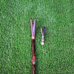 SET TEPI & KURIPE | Double Nostril | Made of Chonta Wood | With Peruvian Turquoise, Aya Vine, Tiger Eye, Crystal Quartz | From Cusco - Peru