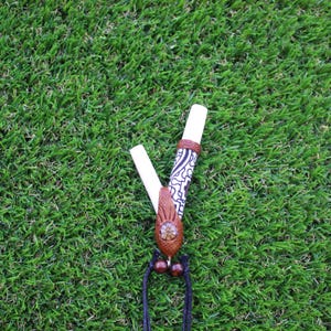 Necklace LLAMA BONE & KENÉ Kuripe | Bearing Sacred Shipibo Geometry | With a Peruvian Turquoise Stone + Aya Vine Piece | From Pucallpa-Peru