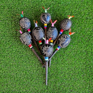 Little Head Shamanic Ceremonial Shipibo Maraca ~ Rattle | Handle part made of Chonta Wood | Handmade by Shipibo People from Pucallpa - Peru