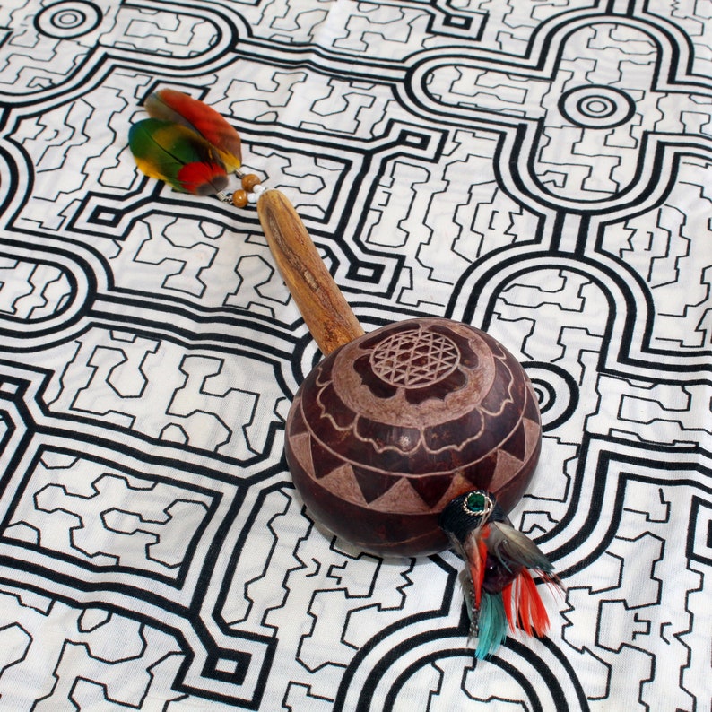 Peru Rattle Sri Yantra Shamanic Rattle: Peruvian Turquoise, Aya Wood Handle - Etsy ...