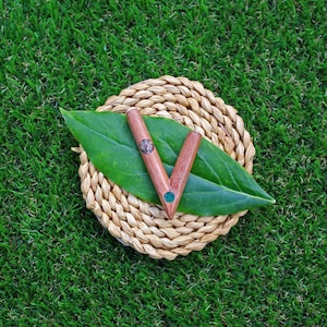 Minimalist Thin ALGARROBO Kuripe | With Aya Wood Piece + Turquoise | Eco-Conscious & Pocket-Sized | Crafted in the Sacred Valley - Cusco