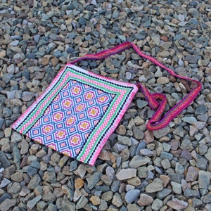 Kené Pattern Shipibo Medicine Tote Bag | Sacred Shipibo Geometry | Hand-Embroidered with Healing Icaros by Shipibo Women from Pucallpa-Peru