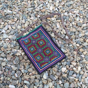 Kené Pattern Shipibo Medicine Tote Bag | Sacred Shipibo Geometry | Hand-Embroidered with Healing Icaros by Shipibo Women from Pucallpa-Peru