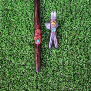 SET TEPI & KURIPE | Double Nostril | Made of Chonta Wood | With Peruvian Turquoise, Aya Vine, Tiger Eye, Crystal Quartz | From Cusco - Peru