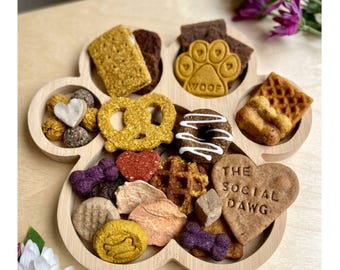 Paw Shaped Dog Barkuterie Board: Handmade Organic Gourmet Treats