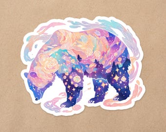 Celestial Bear | Space Magical Nature Decal | Waterproof Matte Vinyl 2.5 Inch Sticker