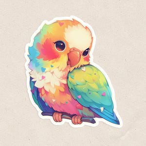 Colorful Lovebird Vinyl Sticker – Cute Waterproof Matte Parrot Sticker (2.5 inches)