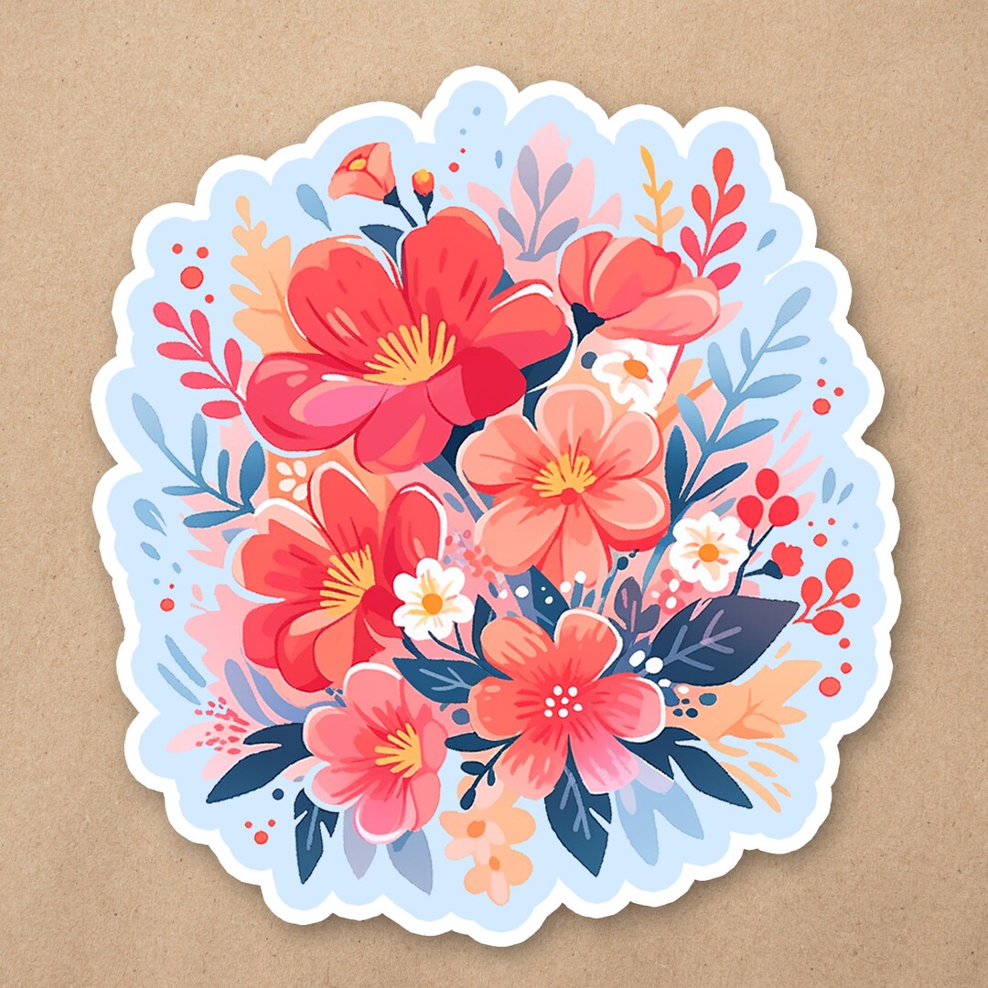 Kawaii Aesthetic Vinyl Sticker Adorable Pastel Floral Laptop Waterproof ...