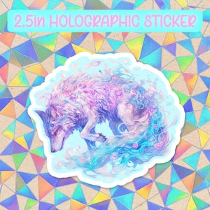 Wolf Magical Holographic Vinyl Sticker | Waterproof Kawaii Aesthetic Decal for Water Bottles&Laptops