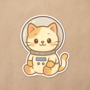 Kawaii Astronaut Kitty Cat | 2 inch Vinyl Sticker | Laptop Decal | Cute Space Waterproof Hydro Flask Vinyl Sticker