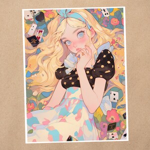 10x15 Kunstdruck | Alice im Wunderland Kunst | Kawaii Anime Kunst Postkarte | 501AP