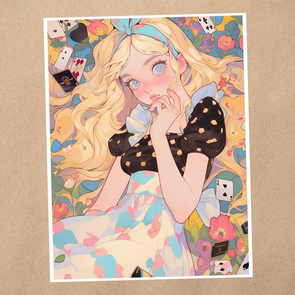 4 x 6 Art Print | Alice In Wonderland Art | Kawaii Anime Art Postcard | 501AP