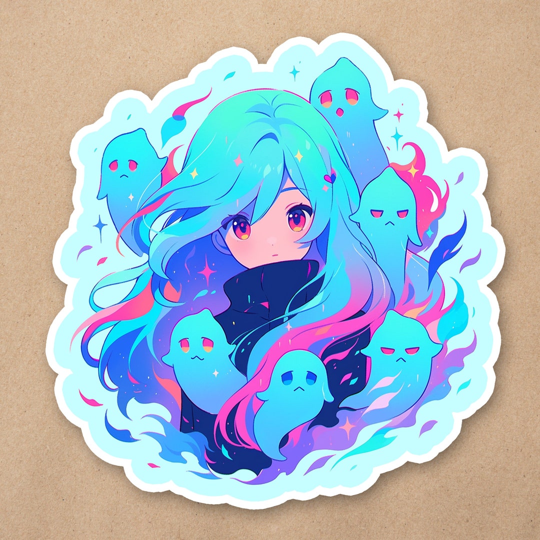 Kawaii Halloween Vinyl Sticker Anime Ghost Girl Laptop Waterproof Sticker Cute Haunted Pastel