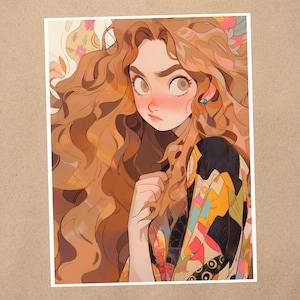 Impressão de arte 4 x 6 | Arte de fã nerd de bruxa doce e agressiva | Mundo mágico | Cartão postal de arte de anime kawaii | 484AP
