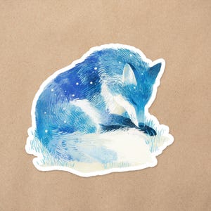 Abstrakter Winter Wolf Natur | Wasserdichter Matt-Vinyl-Aufkleber