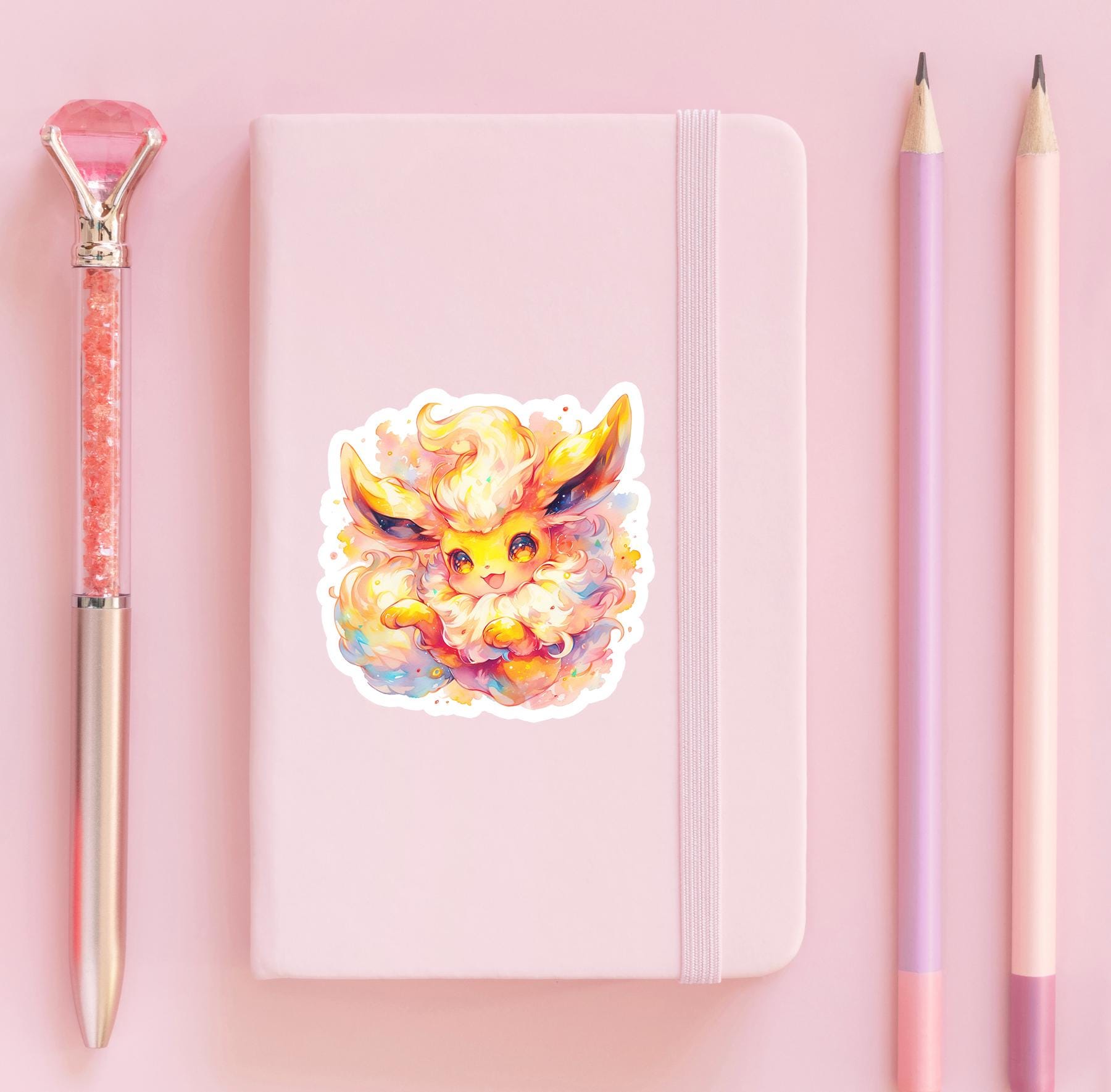 Cute Flareon Eeveelution Pokemon Vinyl Sticker | Waterproof Matte Decal ...