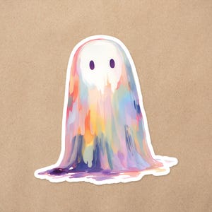 Whimsical Sheet Ghost | Kawaii Spooky Halloween Decal | Waterproof Matte Vinyl 2.5 Inch Sticker