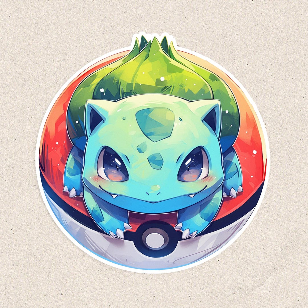 Cute Bulbasaur Pokemon Vinyl Sticker | Waterproof Matte Decal, Kawaii ...