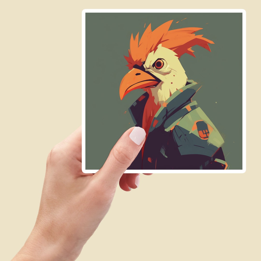 Anime Rooster Waterproof Vinyl Decal Hydro Flask Bird Lover Sticker