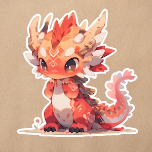 a sticker of a dragon sitting on the ground