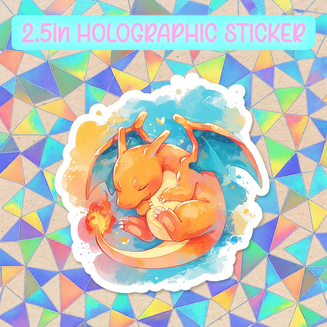 Charizard Pokemon Holographic Vinyl Sticker | Waterproof Decal, Kawaii ...