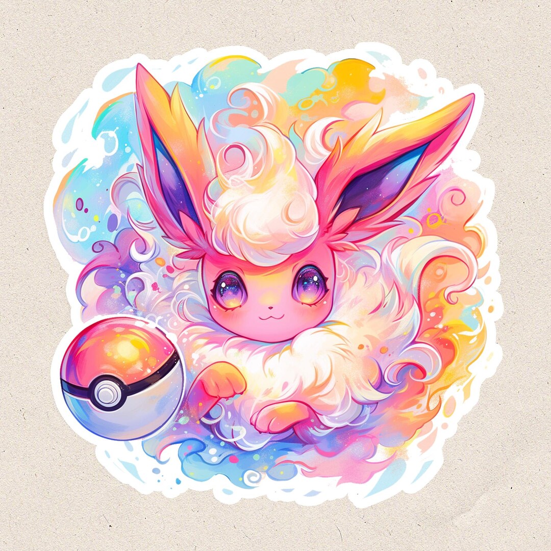 Cute Flareon Eeveelution Pokemon Vinyl Sticker | Waterproof Matte Decal ...