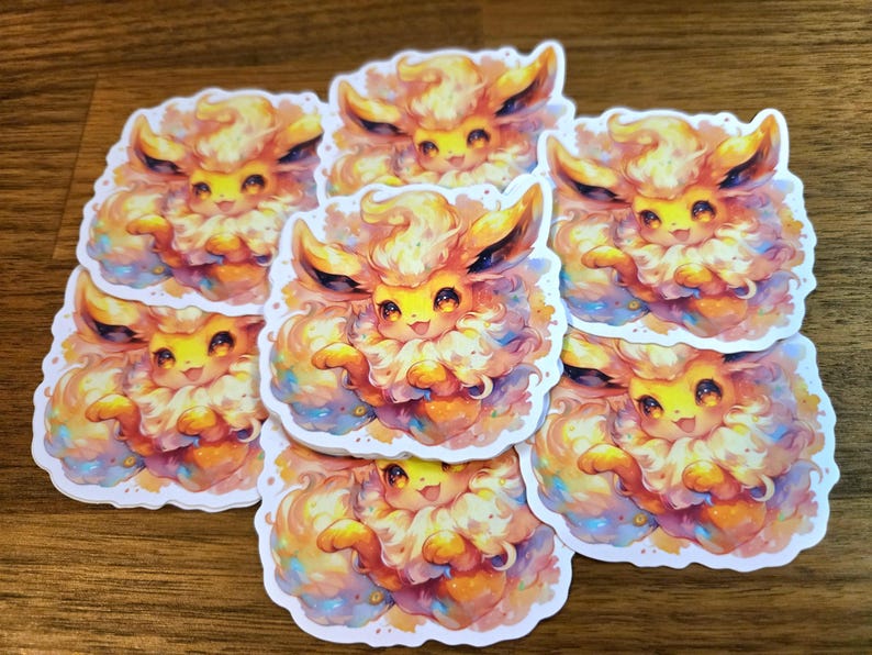 Cute Flareon Eeveelution Pokemon Vinyl Sticker | Waterproof Matte Decal ...