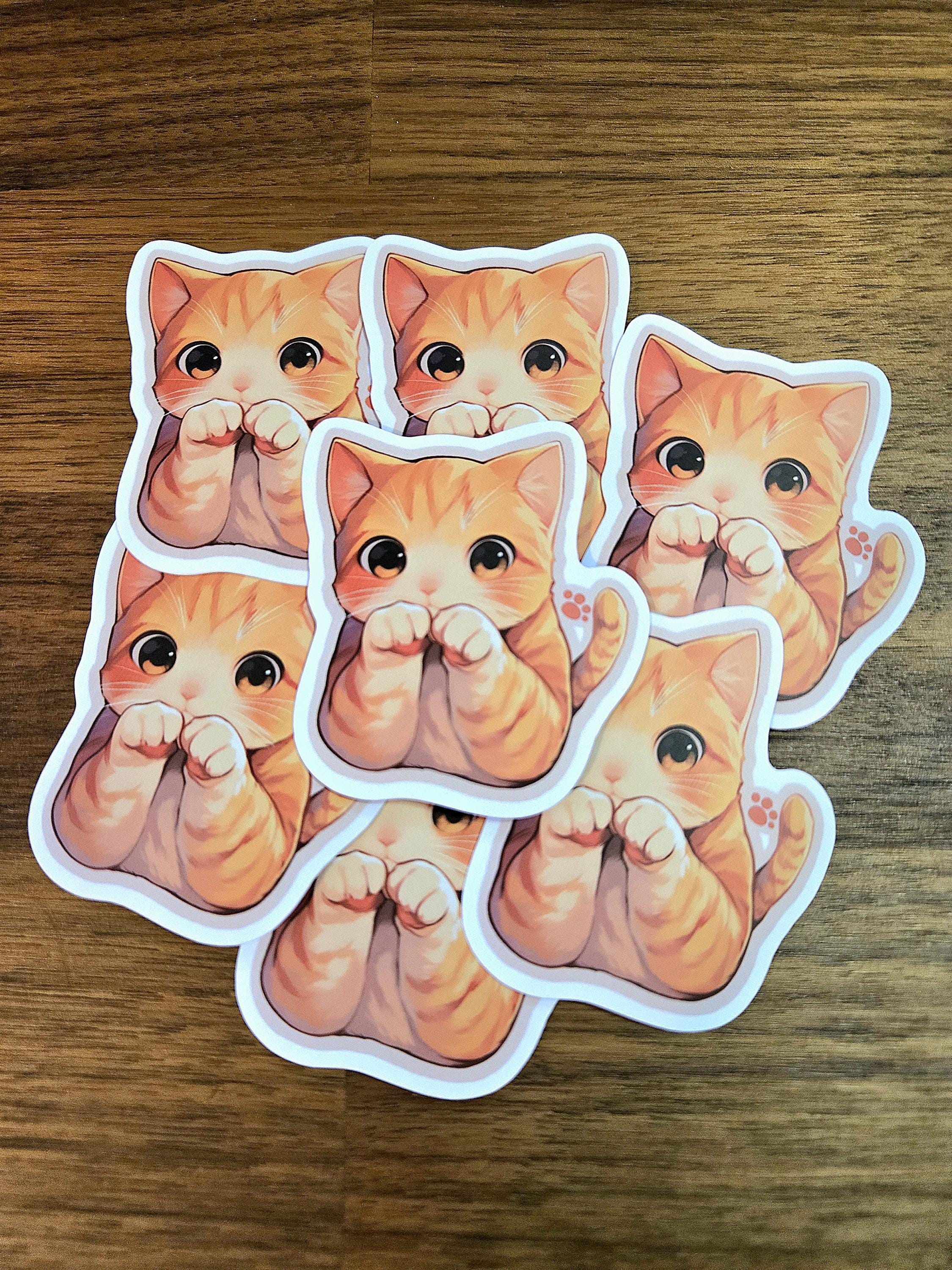 Adorable Orange Tabby Cat Vinyl Sticker – Cute Waterproof Matte Cat ...