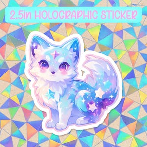 Magical Wolf Holographic Vinyl Sticker | Waterproof Kawaii Aesthetic Animal Decal for Water Bottles&Laptops