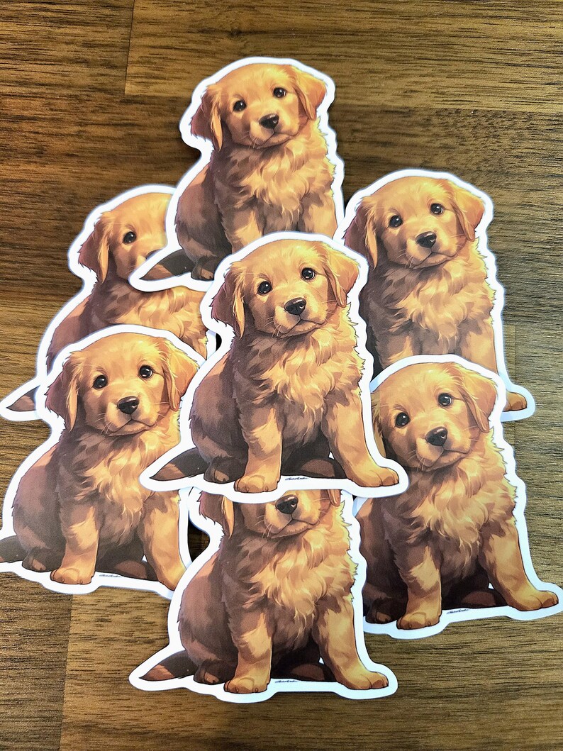 Golden Retriever Puppy Sticker – Waterproof Matte Vinyl Dog Decal - Etsy
