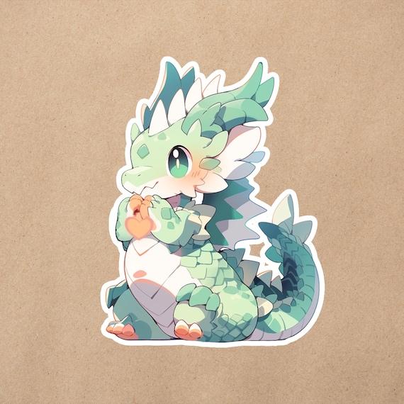 Kawaii Happy Dragon Waterproof Vinyl Decal | Hydro Flask Fantasy Pastel Dragon Sticker | Adorable Nerdy Sticker | 155