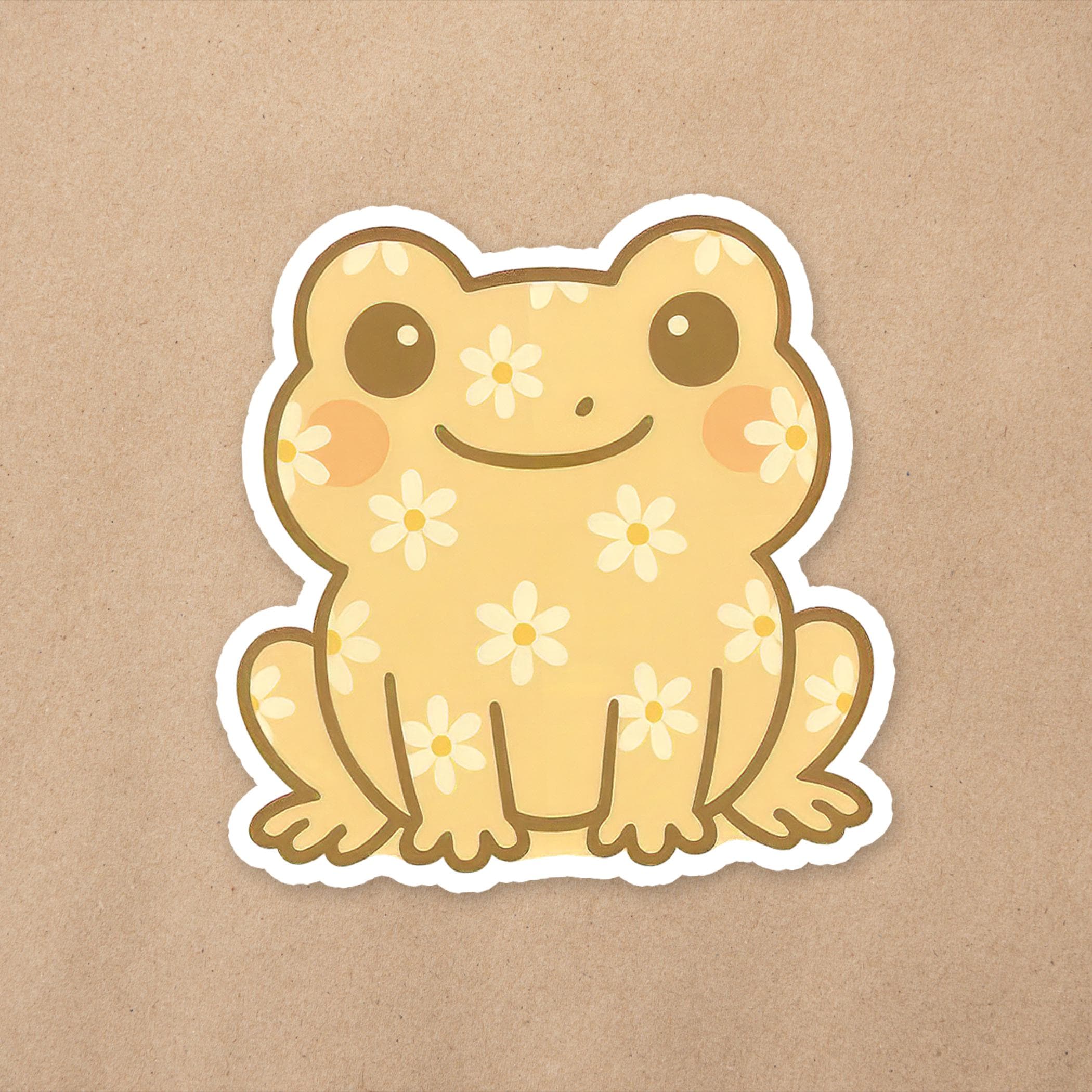 Kawaii Daisy Frog | 2 Inch Vinyl Sticker | Laptop Decal | Cute Frog ...