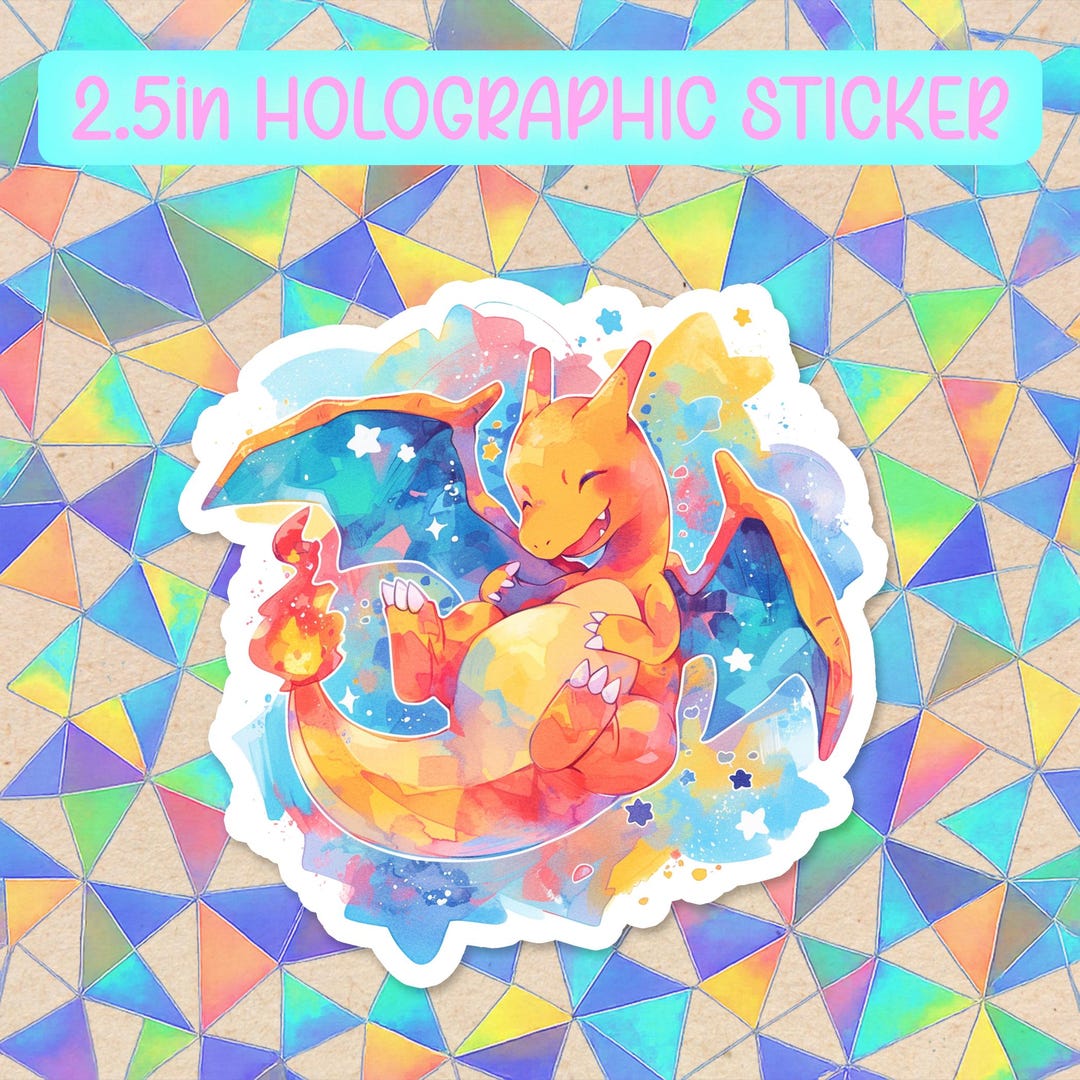 Charizard Pokemon Holographic Vinyl Sticker | Waterproof Decal, Kawaii ...