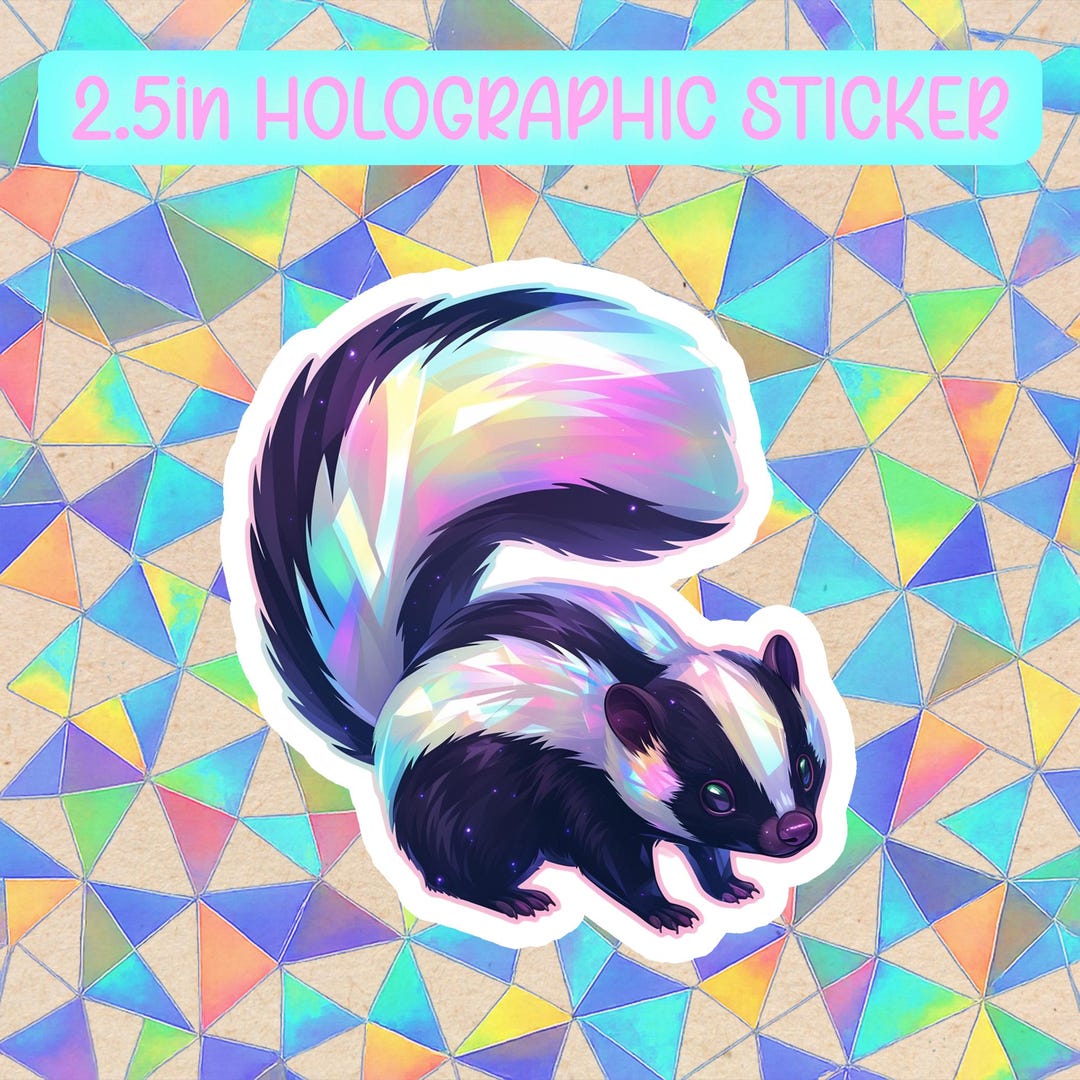 Skunk Sticker Baby Skunk Holographic Vinyl Sticker | Waterproof Kawaii Aesthetic ...