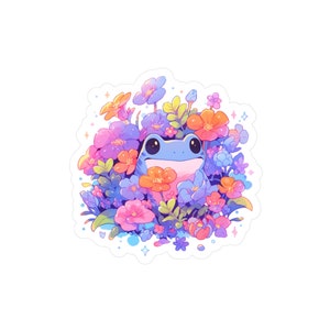 Kawaii Frog Vinyl Sticker Frogs in Flowers Laptop Waterproof Sticker ...