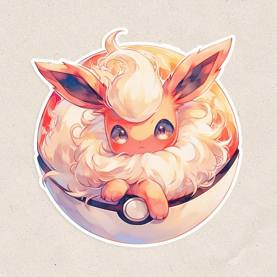 Cute Flareon Eeveelution Pokemon Vinyl Sticker | Waterproof Matte Decal ...