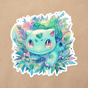 Bisasam Pokemon | Kawaii Anime Bulba Starter Pokemon | Wasserdichter Matt-Vinyl-Aufkleber