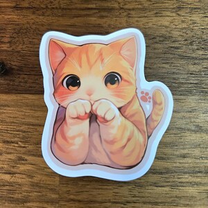 Adorable Orange Tabby Cat Vinyl Sticker – Cute Waterproof Matte Cat ...