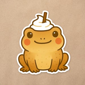 Kawaii Frappuccino Coffee Frog | 2 inch Vinyl Sticker | Laptop Decal | Cute Frog Waterproof Hydro Flask Vinyl Sticker