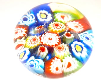 Vintage Millefiore Glass Paperweight... Bright Multi-Colour Glass... Murano 'Style'