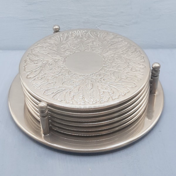 Set 6x Silver Plated Coasters... Wine Class & Bottle Stands... Victorian Style