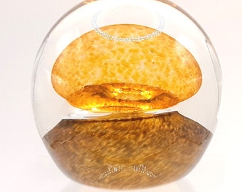 Honey Glass Wedgwood Paperweight... Ronald Stennett-Willson Design... c.1970s... Golden-Brown Art Glass