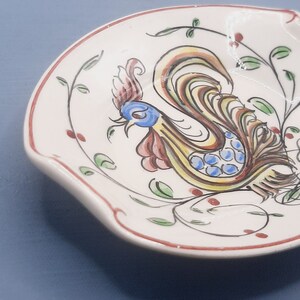 Anfora Agueda Trinket Dish... Hand Painted Cockerel... Vintage Portuguese Faience... Majolica Rooster image 3