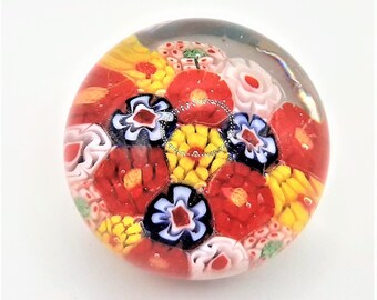 Vintage Millefiore Glass Paperweight... Bright Multi-Colour Glass... Primary Colours