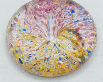 Vintage Speckled Glass Paperweight... Bright Multi-Colour... Confetti Glass