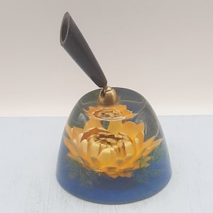 Mid Century Kitsch Lucite Pen Holder... With Dried Flower... Desktop Paperweight... c.1970s Made in Wales